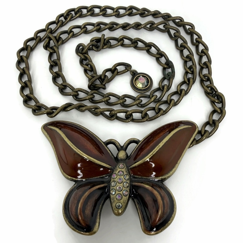 Vintage 38” Y2K Rhinestones Butterfly Waist Chain Belt